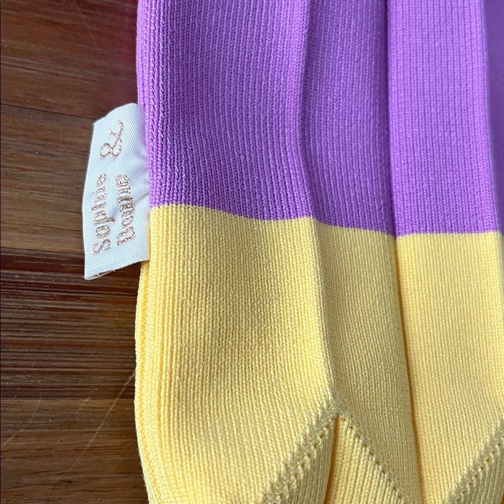 Pleated Accordion Knit Tote Bag Purple and Yellow NEW